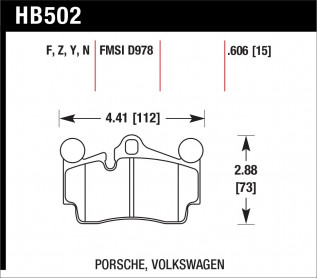 Гальмівні колодки HAWK Perf.Ceramic PORSCHE Cay/Touareg/Q7 задні HB502Z.606 - Фото 1