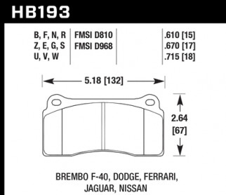 Гальмівні колодки HAWK HPS Brembo GT/GT-R (задні) HB193F.670 - Фото 1