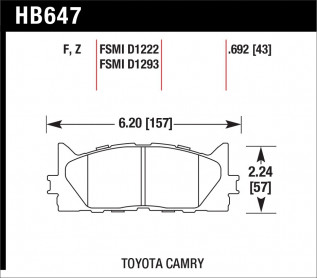 Гальмівні колодки HAWK Perf.Ceramic Camry 40/50/60 передні HB647Z.692 - Фото 1