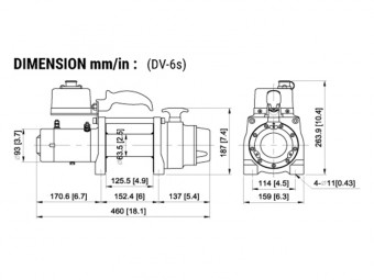 Лебідка COMEUP DV-6S 12V 2722 кг 854752 - Фото 1